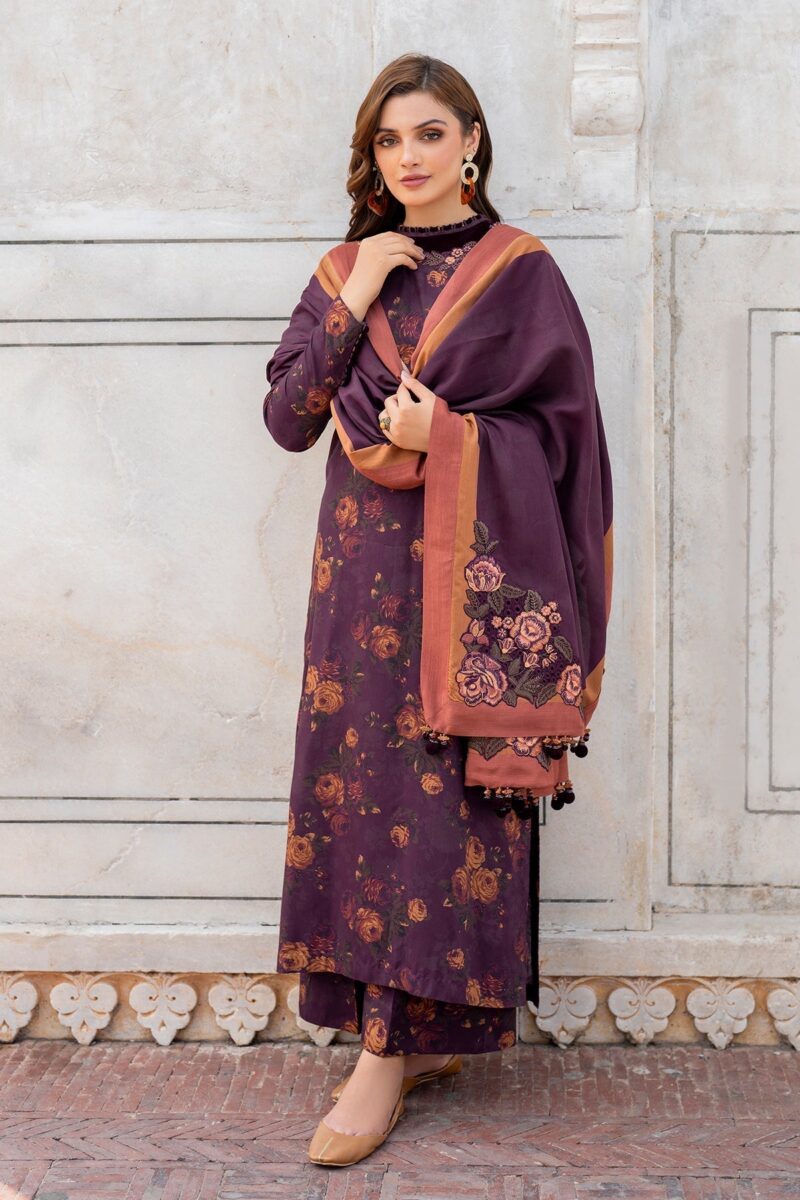 BAROQUE - 3PC Digital Printed Karandi Shirt With Karandi Printed Dupatta And Trouser.