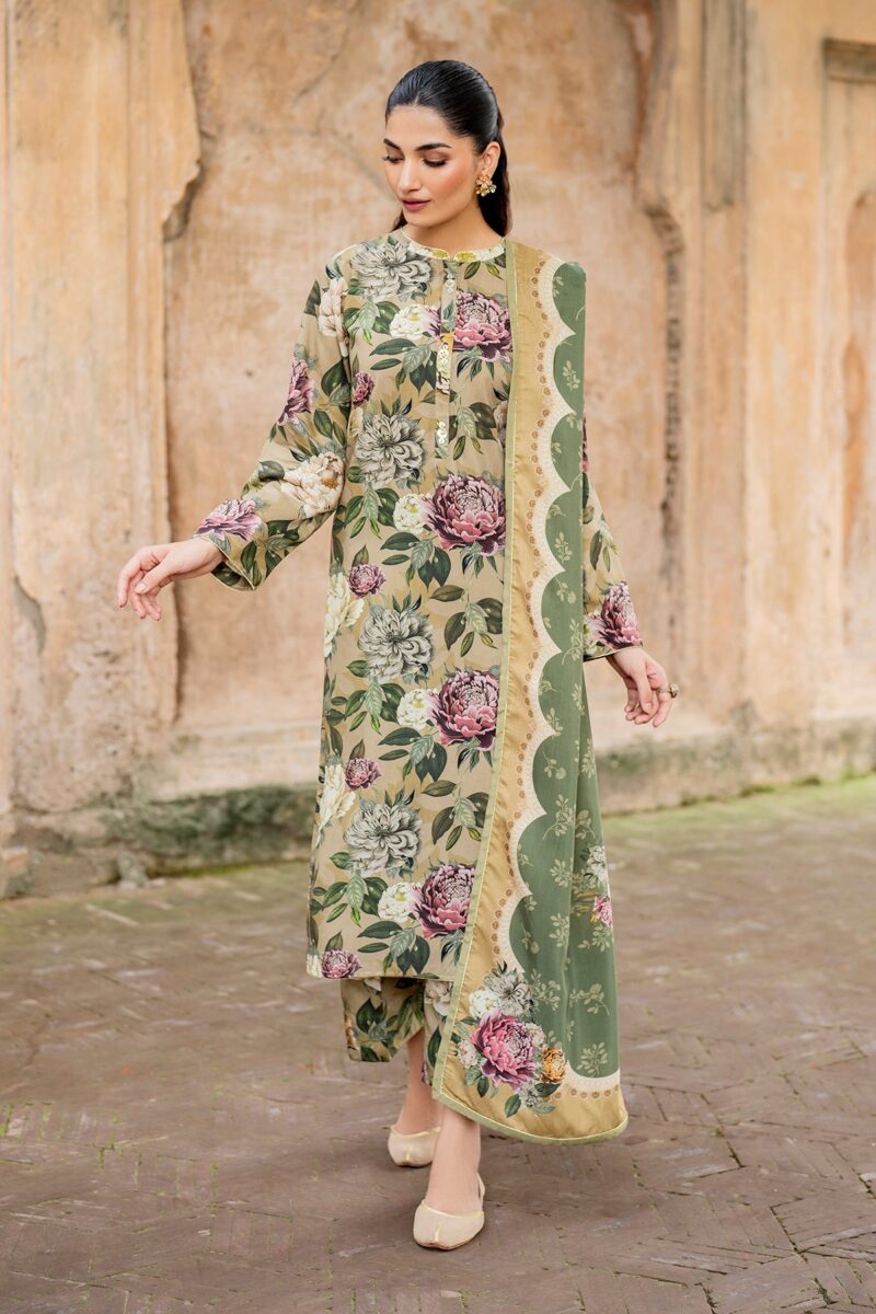 BAROQUE - 3PC Digital Printed Karandi Shirt With Karandi Printed Dupatta And Trouser. - Image 2