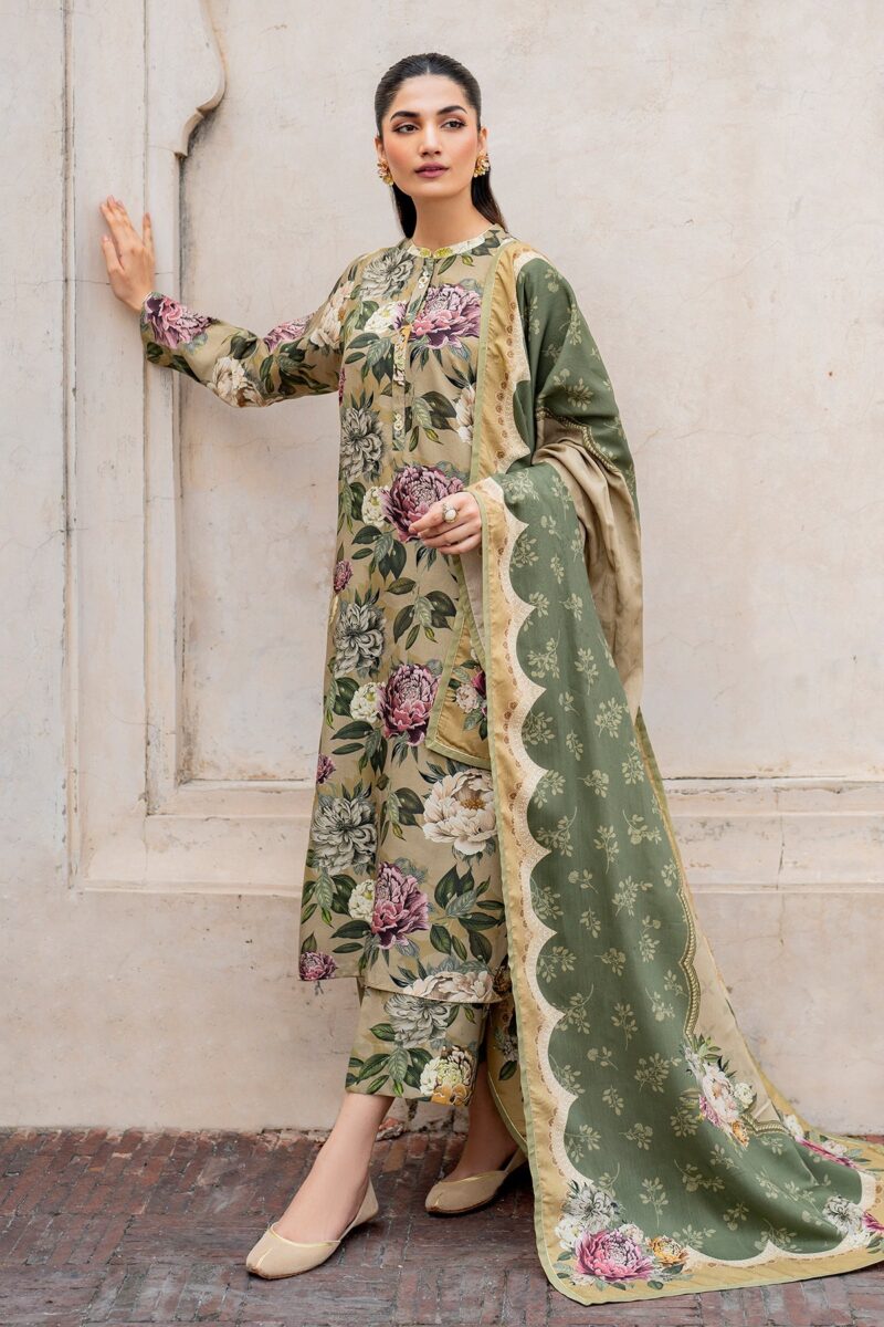 BAROQUE - 3PC Digital Printed Karandi Shirt With Karandi Printed Dupatta And Trouser. - Image 3