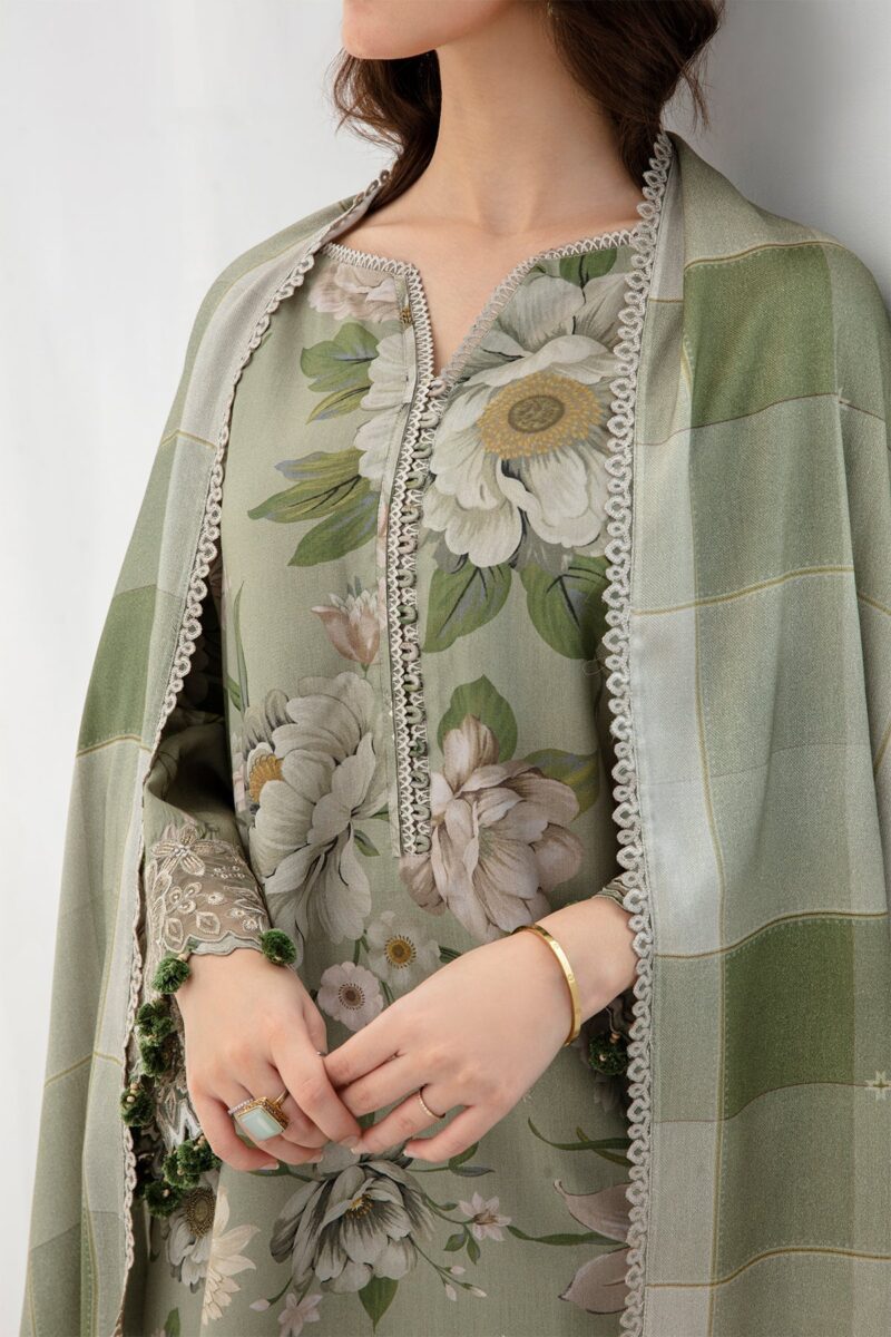 BAROQUE - 3PC Digital Printed Karandi Shirt With Karandi Printed Dupatta And Trouser. - Image 5