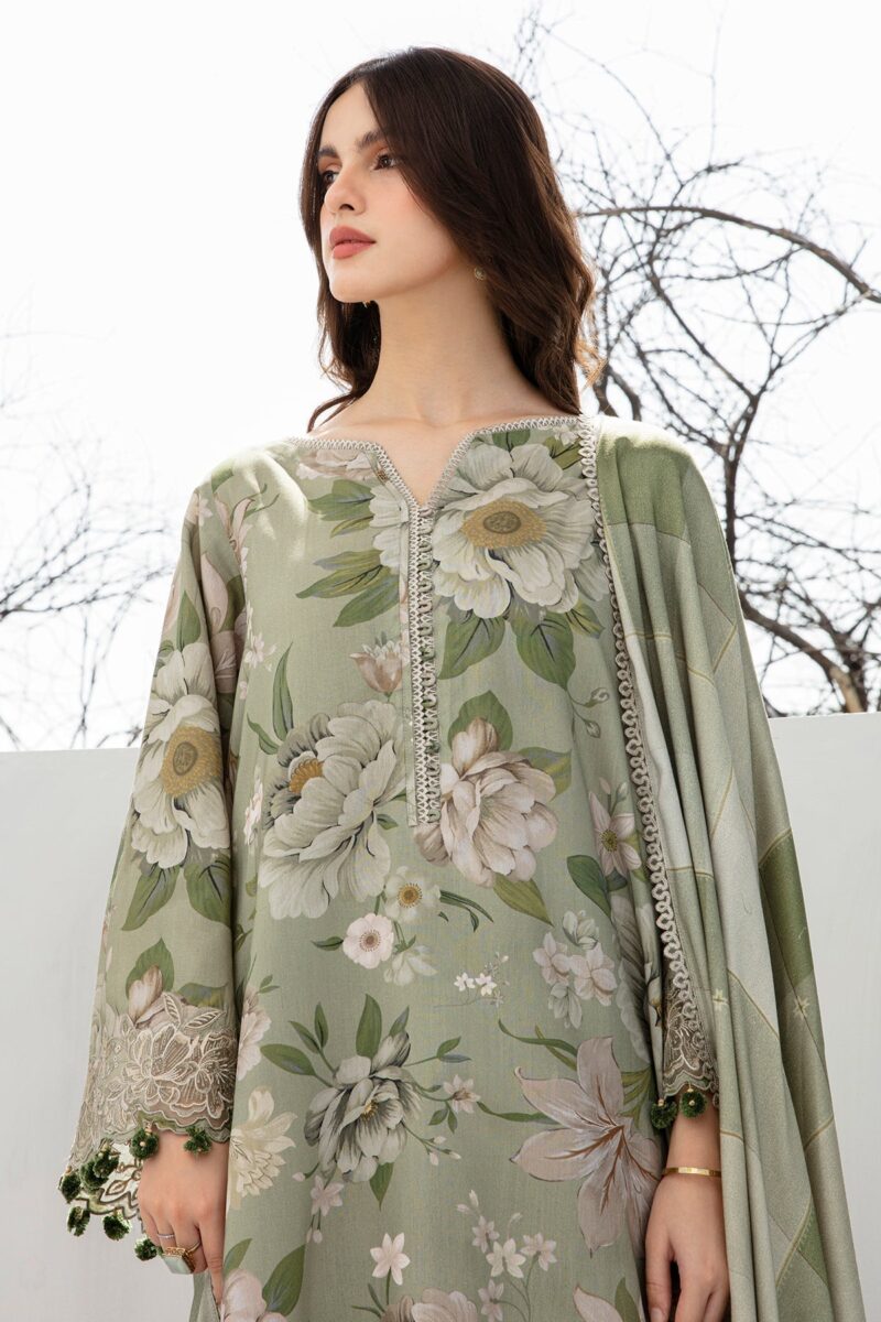 BAROQUE - 3PC Digital Printed Karandi Shirt With Karandi Printed Dupatta And Trouser. - Image 4