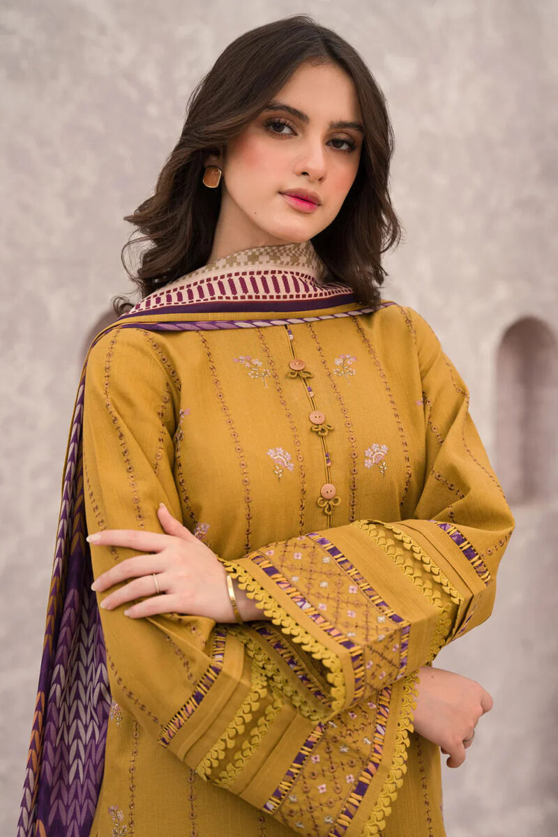 Jazmin 3-PC Dhanak Embroidered Ensemble with Luxury Wool Print Shawl - Image 2