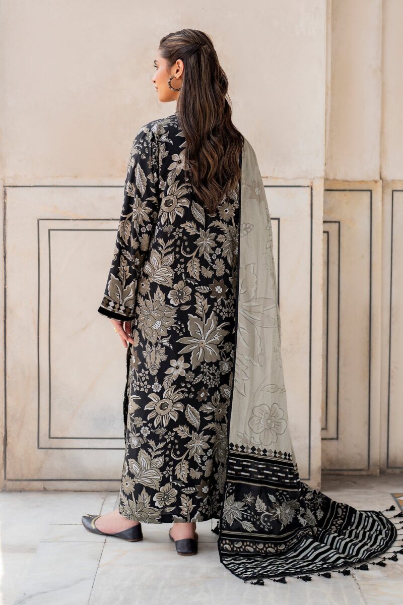 BAROQUE-3PC Karandi Outfit with Digital Print Shirt and Matching Dupatta & Trouser. - Image 5