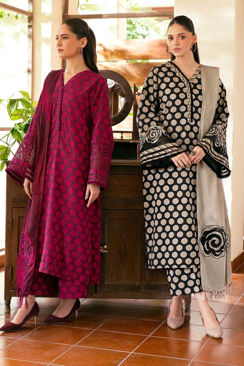 BAROQUE-3PC Karandi Outfit with Digital Print Shirt and Matching Dupatta & Trouser. - Image 6