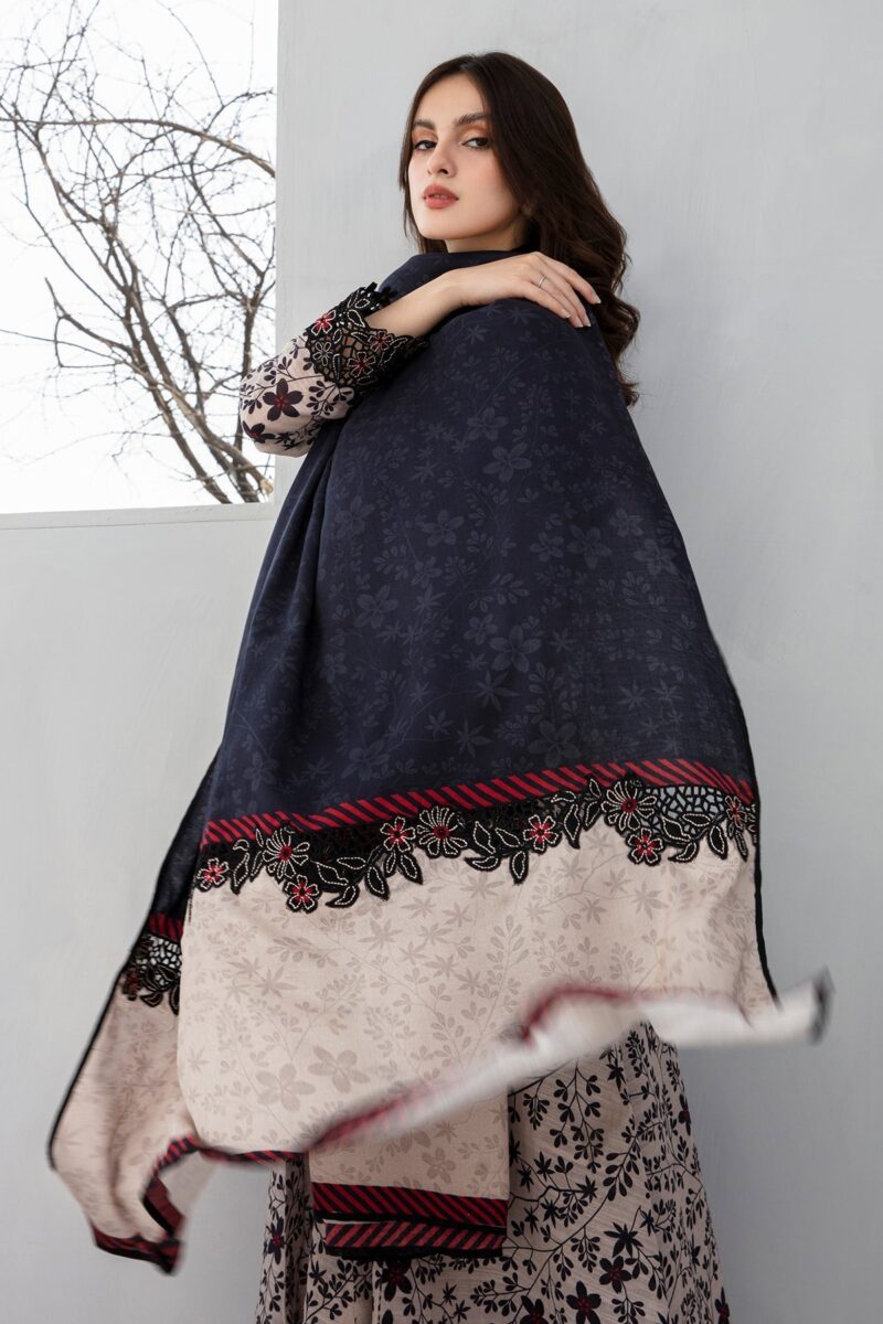 BAROQUE - 3PC Karandi Printed Shirt With Karandi Printed Dupatta And Trouser. - Image 6