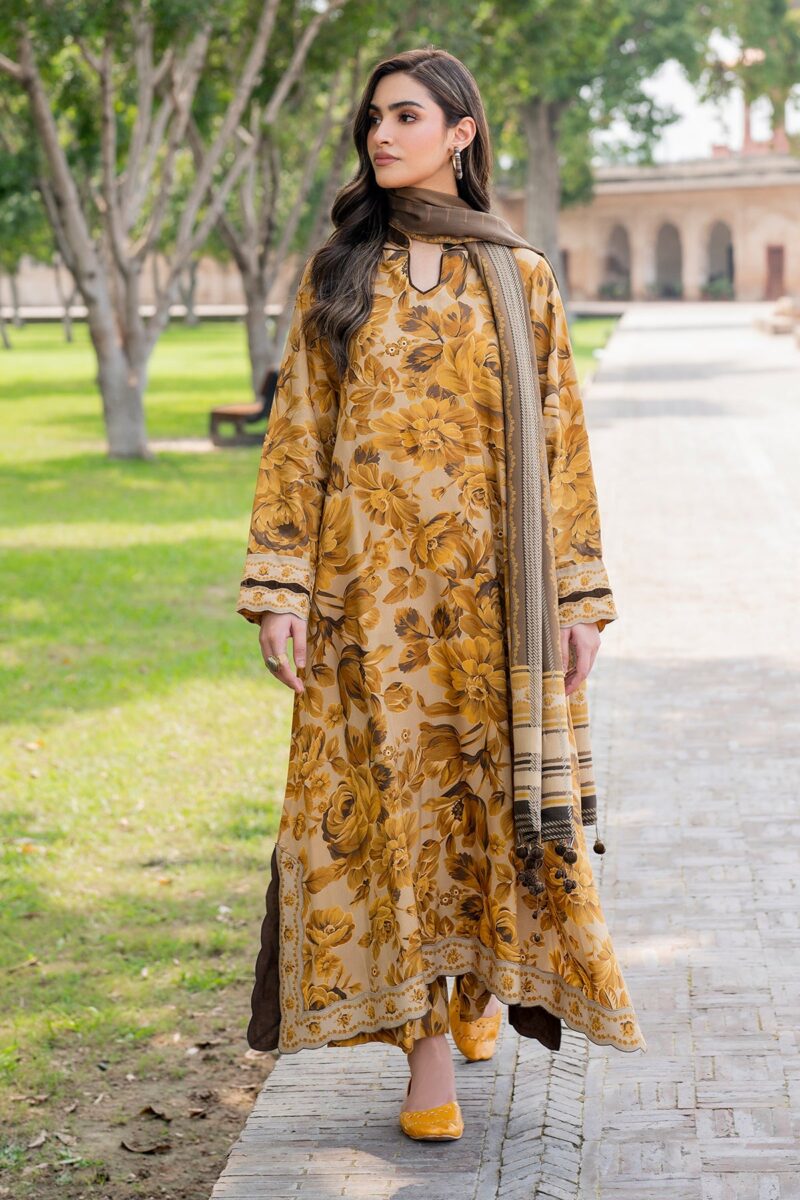 BAROQUE - 3PC Digital Printed Karandi Shirt With Karandi Printed Dupatta And Trouser.