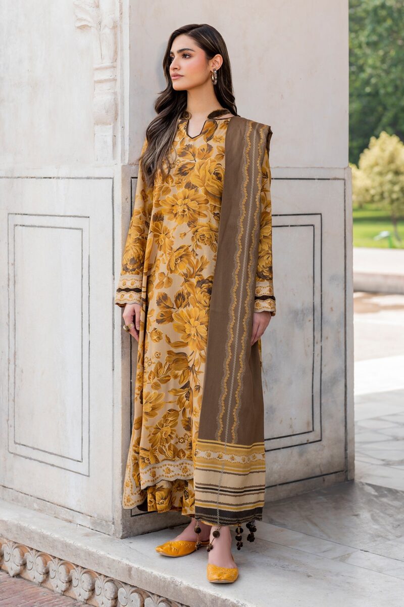 BAROQUE - 3PC Digital Printed Karandi Shirt With Karandi Printed Dupatta And Trouser. - Image 3