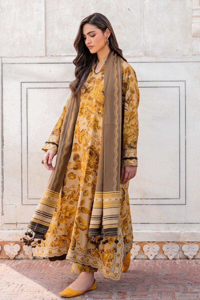 BAROQUE - 3PC Digital Printed Karandi Shirt With Karandi Printed Dupatta And Trouser. - Image 5