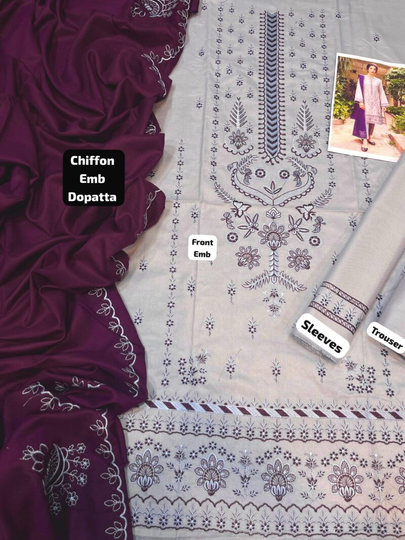 Jazmin Luxury Collection Lawn with Diamond Dopatta - Image 2