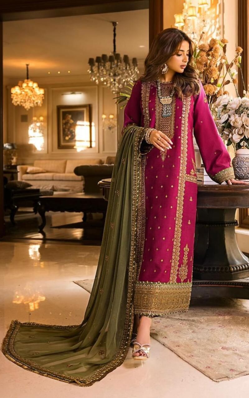 Asim jofa Luxury collection Lawn with organza Embroidered  Dopatta