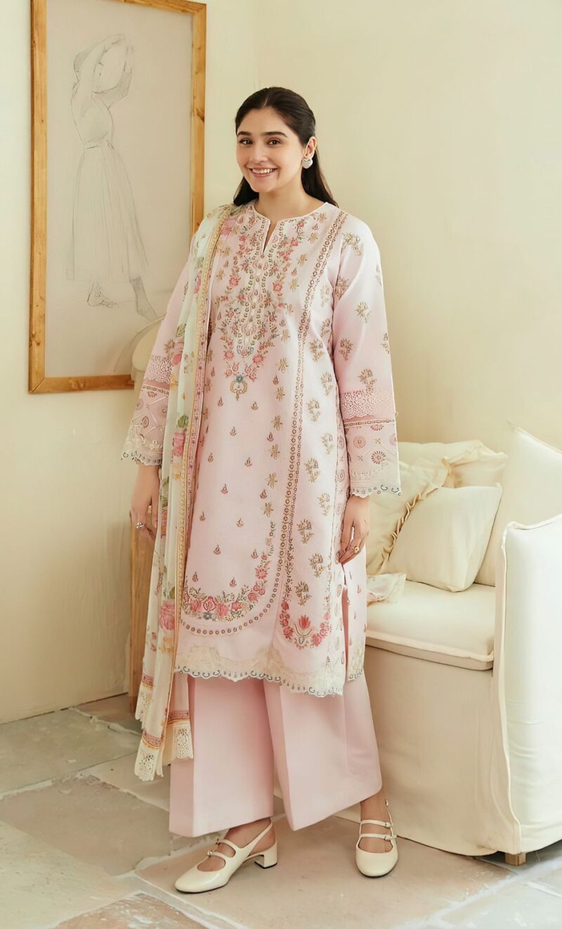 Asim jofa Luxury collection  Lawn with Digital Dimond  print Dopatta