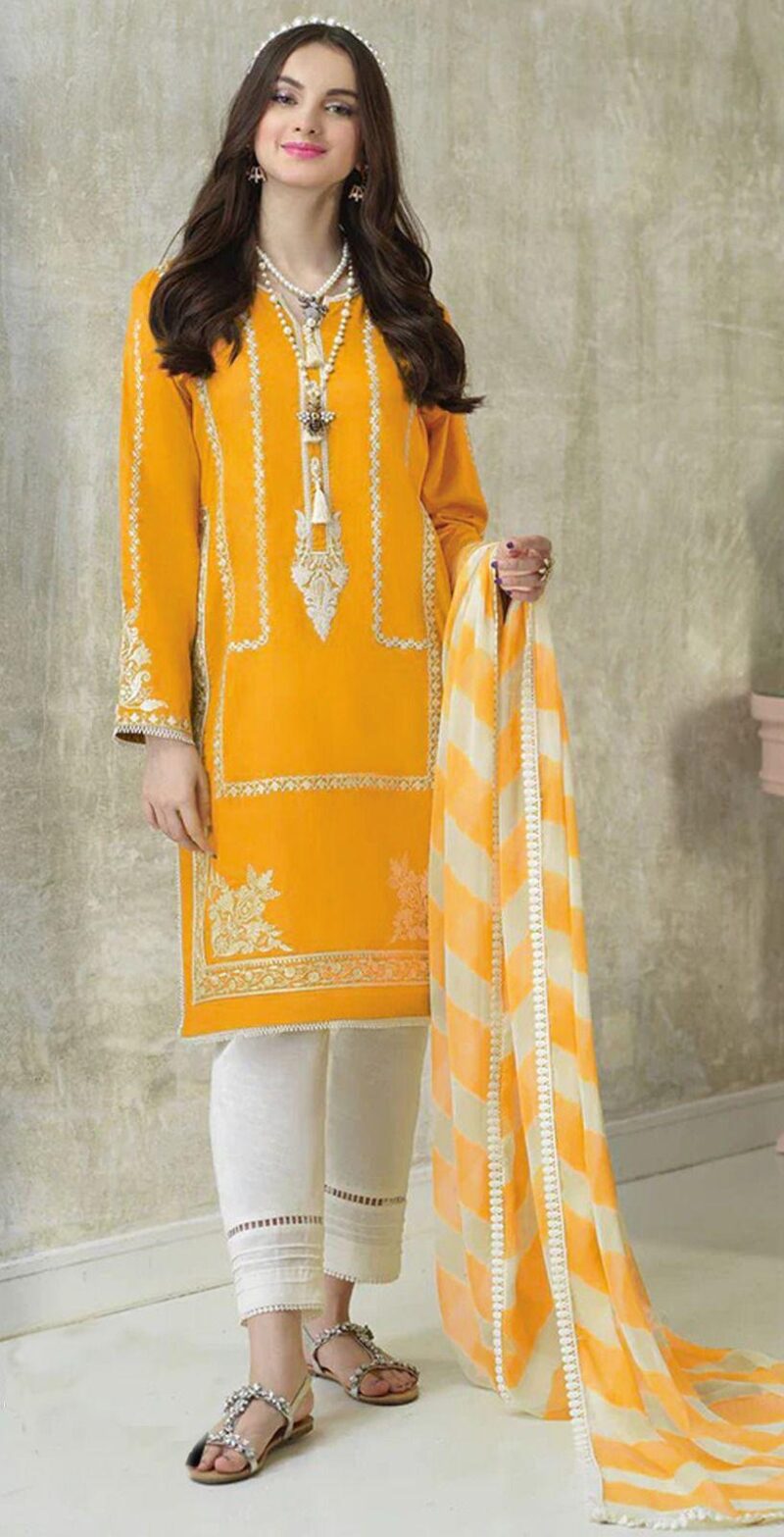 Asim jofa  2025 Lawn Summer Collection – Luxury 3-Piece Embroidered Suit