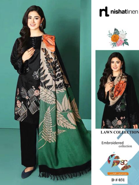 Nishat luxury Lawn Summer Collection – Luxury 3-Piece With Diamond Dopatta