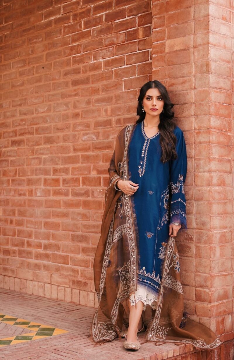 Nisa unstitched 3 piece embroidered summer suit - Image 2