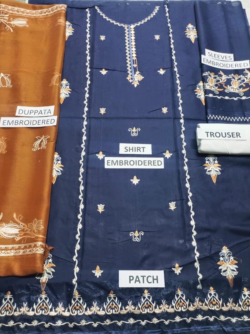 Nisa unstitched 3 piece embroidered summer suit - Image 3